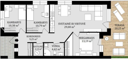 Parduodamas namas Pelėdų g., Didvyrių k., Kauno r. sav., 80 m2 ploto, 1 aukštai 8