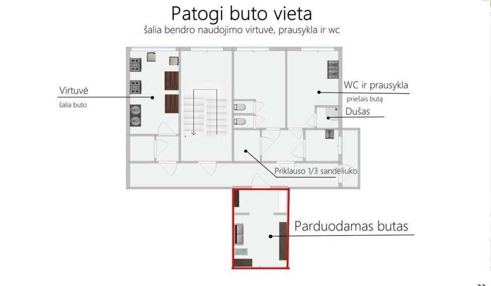 Parduodamas butas V. Grybo g., Antakalnis, Vilniaus m., Vilniaus m. sav., 24.64 m2 ploto, 1 kambariai 4