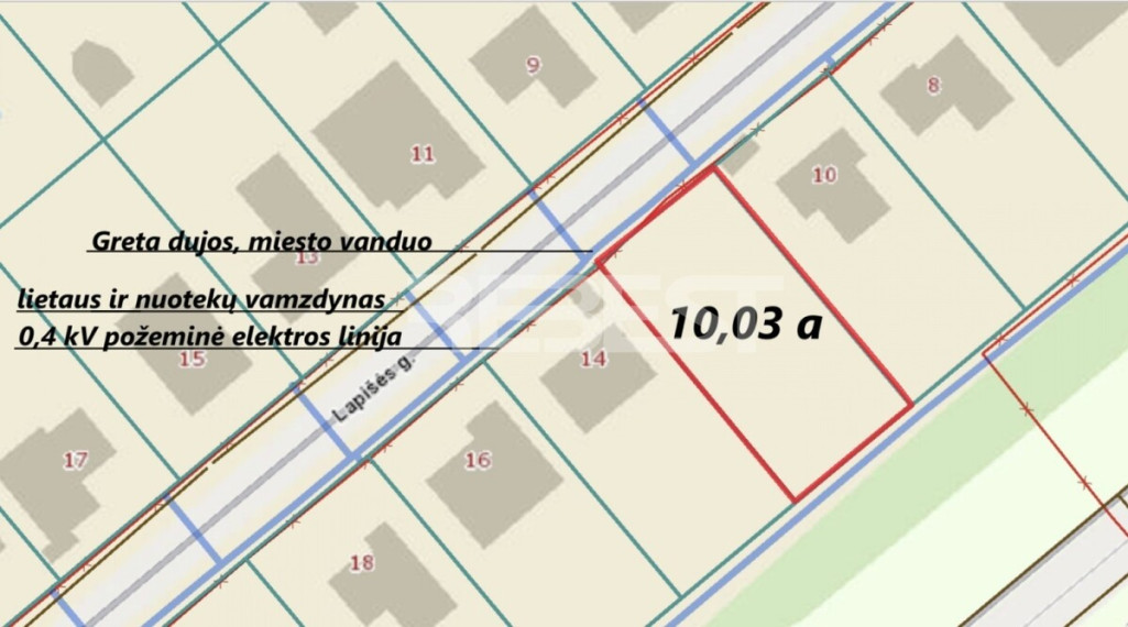 Parduodamas namų valdos paskirties sklypas Lapišės g., Verduliai, Šiaulių m., Šiaulių m. sav., 10.03 a ploto 1