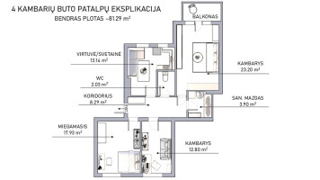 Parduodamas butas Pylimo g., Senamiestis, Vilniaus m., Vilniaus m. sav., 82 m2 ploto, 4 kambariai 36