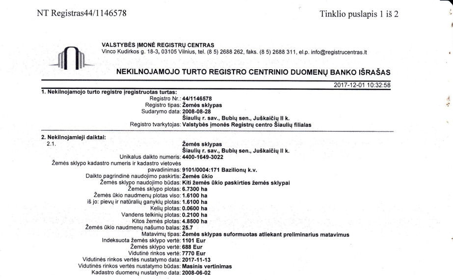 Parduodamas sklypas Juškaičių II k., Šiaulių r. sav., 327 a ploto 3