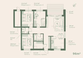 Parduodamas namas Žilvičio g., Nemėžio k., Vilniaus r. sav., 96.54 m2 ploto, 1 aukštai 6