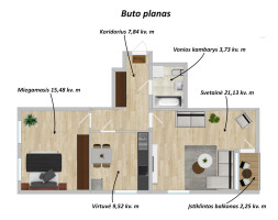 Parduodamas butas Rygos g., Justiniškės, Vilniaus m., Vilniaus m. sav., 59.95 m2 ploto, 2 kambariai 16