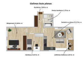 Parduodamas butas Rygos g., Justiniškės, Vilniaus m., Vilniaus m. sav., 59.95 m2 ploto, 2 kambariai 17
