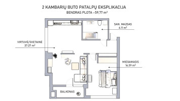 Parduodamas butas Vėtrungių g., Pašilaičiai, Vilniaus m., Vilniaus m. sav., 60 m2 ploto, 2 kambariai 23