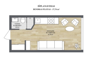 Parduodamas butas Šaltkalvių g., Naujininkai, Vilniaus m., Vilniaus m. sav., 17.74 m2 ploto, 1 kambariai 12