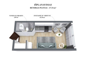 Parduodamas butas Šaltkalvių g., Naujininkai, Vilniaus m., Vilniaus m. sav., 17.74 m2 ploto, 1 kambariai 13