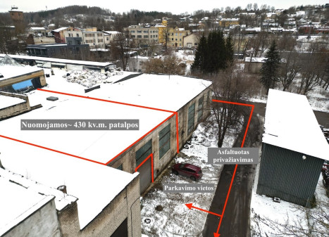 Nuomojamos gamybinės, sandėliavimo patalpos Dūmų g., Naujoji Vilnia, Vilniaus m., Vilniaus m. sav., 430 m2 ploto
