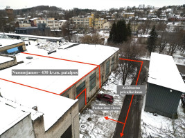 Nuomojamos gamybinės, sandėliavimo patalpos Dūmų g., Naujoji Vilnia, Vilniaus m., Vilniaus m. sav., 430 m2 ploto 1