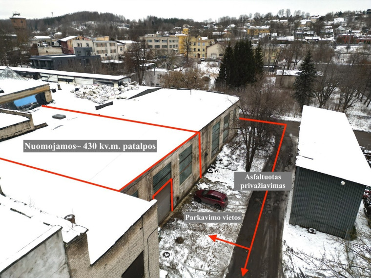 Nuomojamos gamybinės, sandėliavimo patalpos Dūmų g., Naujoji Vilnia, Vilniaus m., Vilniaus m. sav., 430 m2 ploto 1