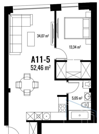 Parduodamas butas Senvagės g., Mažojo kaimelio, Klaipėdos m., Klaipėdos m. sav., 52 m2 ploto, 2 kambariai 6