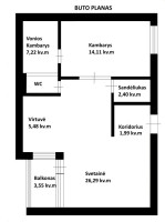 Parduodamas 57.49 kv.m butas V. Grybo g., Antakalnyje, Vilniuje 14