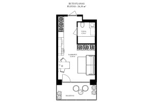 Parduodamas butas Viršilų g., Viršuliškės, Vilniaus m., Vilniaus m. sav., 26.18 m2 ploto, 1 kambariai 14