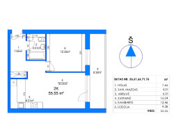 Parduodamas butas Rygos g., Justiniškės, Vilniaus m., Vilniaus m. sav., 55.55 m² ploto 2 kambariai 7