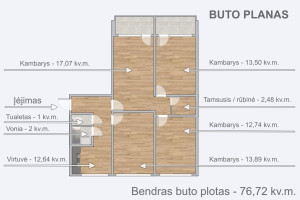 Parduodamas butas Justiniškių g., Justiniškės, Vilniaus m., Vilniaus m. sav., 76.72 m2 ploto, 4 kambariai 23