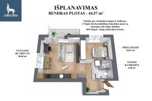 Parduodamas butas Žemaitės g., Vilkpėdė, Vilniaus m., Vilniaus m. sav., 44.57 m2 ploto, 2 kambariai 25
