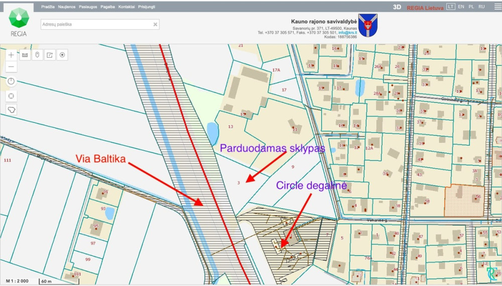 Parduodamas  sklypas Baltijos g., Garliavos m., Kauno r. sav., 34.82 a ploto 1