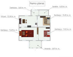 Parduodamas namas Sedūnų k., Širvintų r. sav., 66.02 m2 ploto, 1 aukštai 6