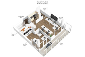 Parduodamas butas Konstitucijos pr., Šnipiškės, Vilniaus m., Vilniaus m. sav., 70.6 m2 ploto, 2 kambariai 10
