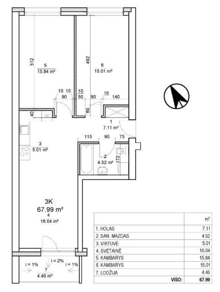 Parduodamas butas Leičių g., Pašilaičiai, Vilniaus m., Vilniaus m. sav., 68.00 m² ploto 3 kambariai 6