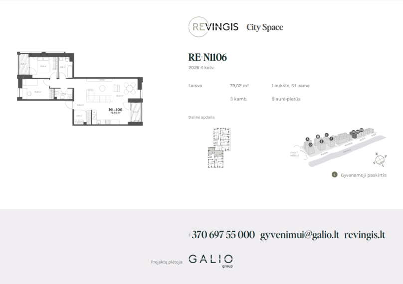 Parduodamas butas Eigulių g., Vilkpėdė, Vilniaus m., Vilniaus m. sav., 79.02 m² ploto 3 kambariai 2