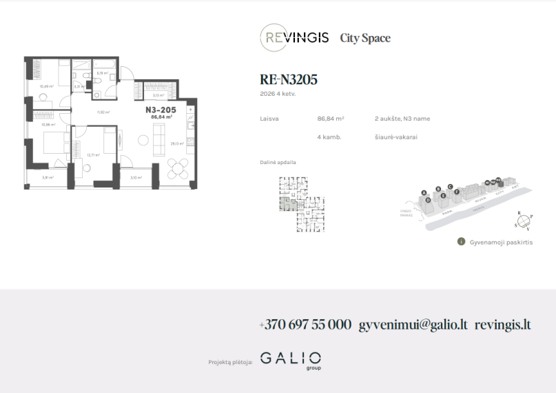 Parduodamas butas Eigulių g., Vilkpėdė, Vilniaus m., Vilniaus m. sav., 86.84 m² ploto 4 kambariai 2
