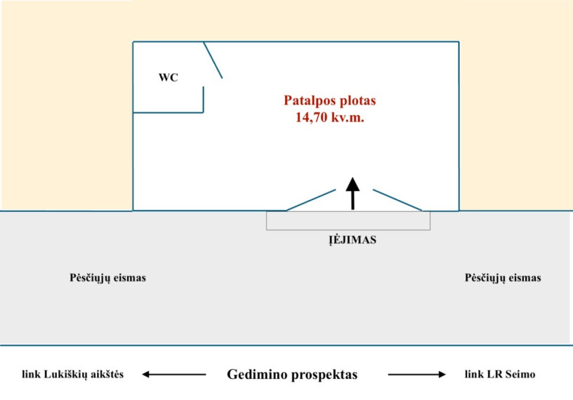 Nuomojamos paslaugų, prekybos patalpos Gedimino pr., Centras, Vilniaus m., Vilniaus m. sav., 14.7 m2 ploto 6