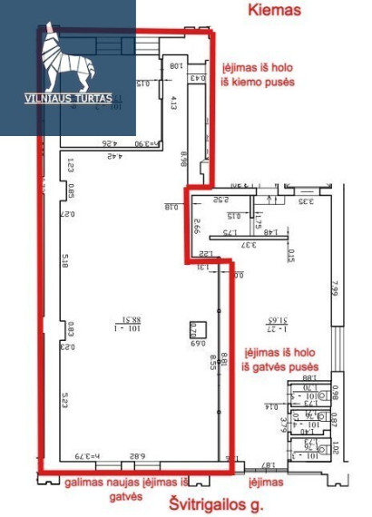 Parduodamos administracinės, maitinimo patalpos Švitrigailos g., Naujamiestis, Vilniaus m., Vilniaus m. sav., 111 m2 ploto 3