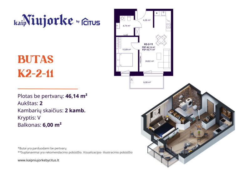 Parduodamas butas Kareivių g., Žirmūnai, Vilniaus m., Vilniaus m. sav., 46.14 m² ploto 2 kambariai 2