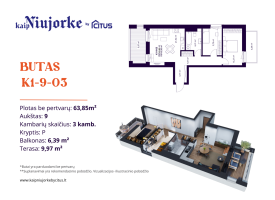 Parduodamas butas Kareivių g., Žirmūnai, Vilniaus m., Vilniaus m. sav., 63.85 m² ploto 3 kambariai 2