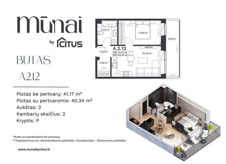 Parduodamas butas Kareivių g., Šiaurės miestelis, Vilniaus m., Vilniaus m. sav., 41.17 m² ploto 2 kambariai 2