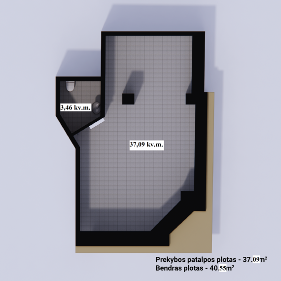 Nuomojamos patalpos Aušros al., Centras, Šiaulių m., Šiaulių m. sav., 40.55 m² ploto 2
