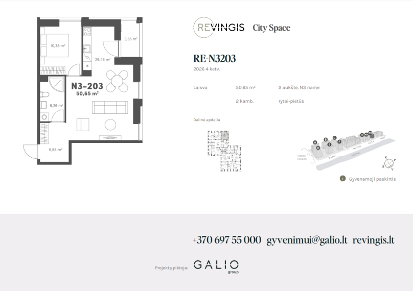 Parduodamas butas Eigulių g., Vilkpėdė, Vilniaus m., Vilniaus m. sav., 50.65 m² ploto 2 kambariai 2