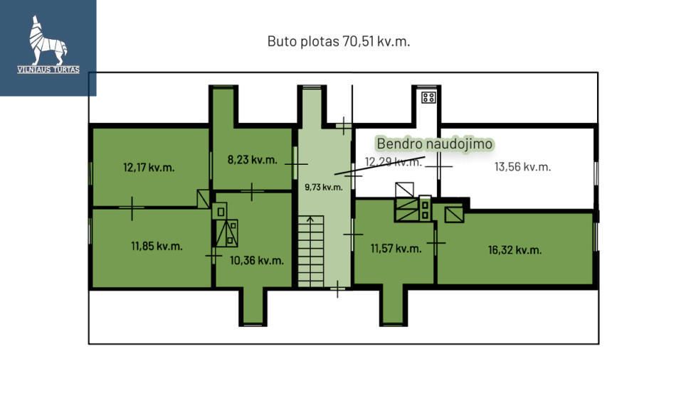Parduodamas butas Giedraičių g., Šnipiškės, Vilniaus m., Vilniaus m. sav., 70.51 m2 ploto, 4 kambariai 5