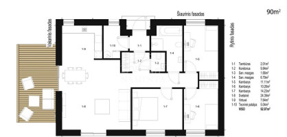Parduodamas namas Trušelių k., Klaipėdos r. sav., 92 m2 ploto, 1 aukštai 7
