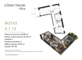 Parduodamas butas Sidaronių g., Justiniškės, Vilniaus m., Vilniaus m. sav., 69.89 m² ploto 3 kambariai 2