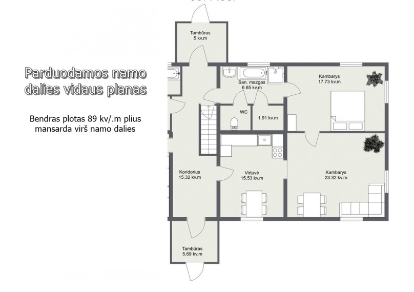 Parduodamas namas Uosių g., Drevernos k., Klaipėdos r. sav., 120 m2 ploto, 1 aukštai 23