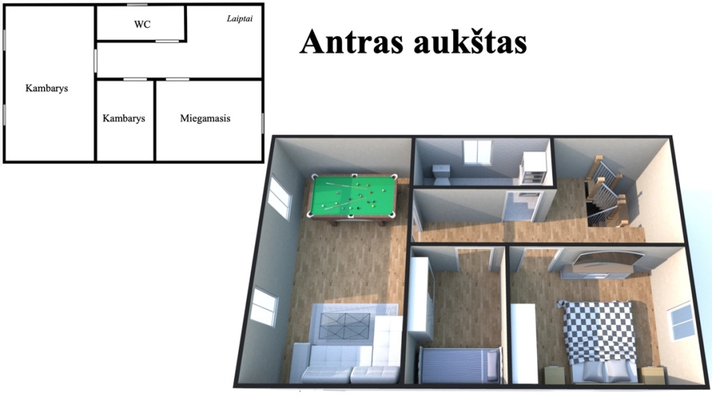 Parduodamas namas Lygumų g., Derceklių k., Klaipėdos r. sav., 105 m2 ploto, 2 aukštai 8