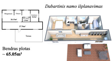 Parduodamas namas Rasos g., Šiūparių k., Klaipėdos r. sav., 65.05 m2 ploto, 1 aukštai 12