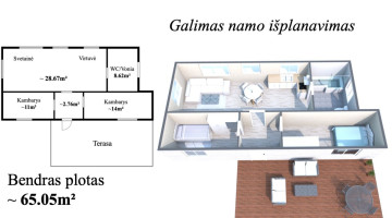 Parduodamas namas Rasos g., Šiūparių k., Klaipėdos r. sav., 65.05 m2 ploto, 1 aukštai 13