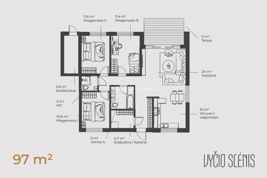 Parduodamas namas Žilvičio g., Nemėžio k., Vilniaus r. sav., 115 m2 ploto, 1 aukštai 5