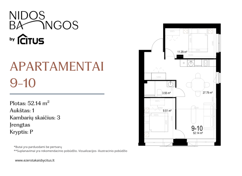 Parduodamas butas Skruzdynės g., Neringos m., Neringos sav., 52.14 m² ploto 3 kambariai 2