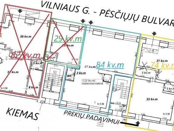 Nuomojamos administracinės, paslaugų, prekybos patalpos Vilniaus g., Centras, Šiaulių m., Šiaulių m. sav., 84 m2 ploto 2