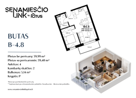 Parduodamas butas Panevėžio g., Naujininkai, Vilniaus m., Vilniaus m. sav., 39.99 m² ploto 2 kambariai 2