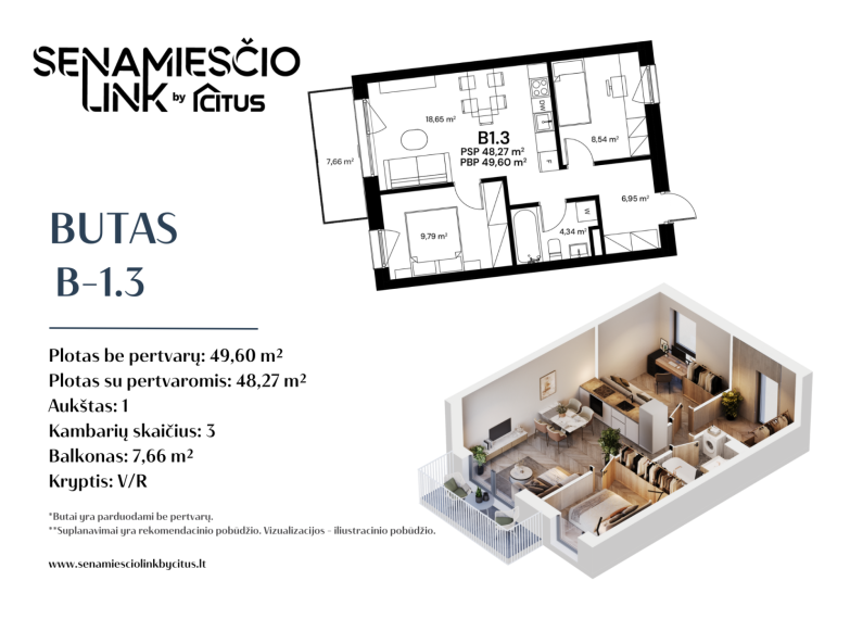 Parduodamas butas Panevėžio g., Naujininkai, Vilniaus m., Vilniaus m. sav., 49.60 m² ploto 3 kambariai 2