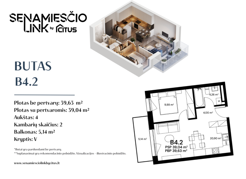 Parduodamas butas Panevėžio g., Naujininkai, Vilniaus m., Vilniaus m. sav., 39.63 m² ploto 2 kambariai 2