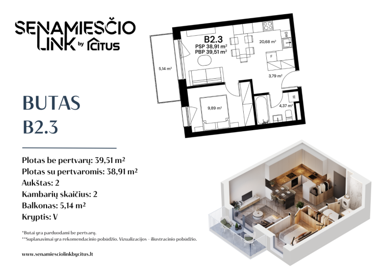Parduodamas butas Panevėžio g., Naujininkai, Vilniaus m., Vilniaus m. sav., 39.51 m² ploto 2 kambariai 2