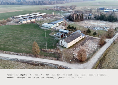 Parduodamos administracinės, gamybinės, kitos paskirties, paslaugų, prekybos, sandėliavimo patalpos Ąžuolo g., Viškonių k., Ukmergės r. sav., 7500 m2 ploto
