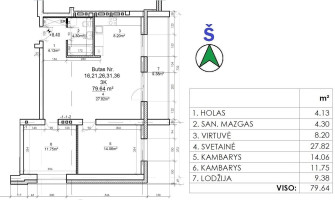 Parduodamas butas Rygos g., Justiniškės, Vilniaus m., Vilniaus m. sav., 80.36 m² ploto 3 kambariai 19