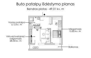Parduodamas butas Vydūno g., Pilaitė, Vilniaus m., Vilniaus m. sav., 49.01 m2 ploto, 2 kambariai 26